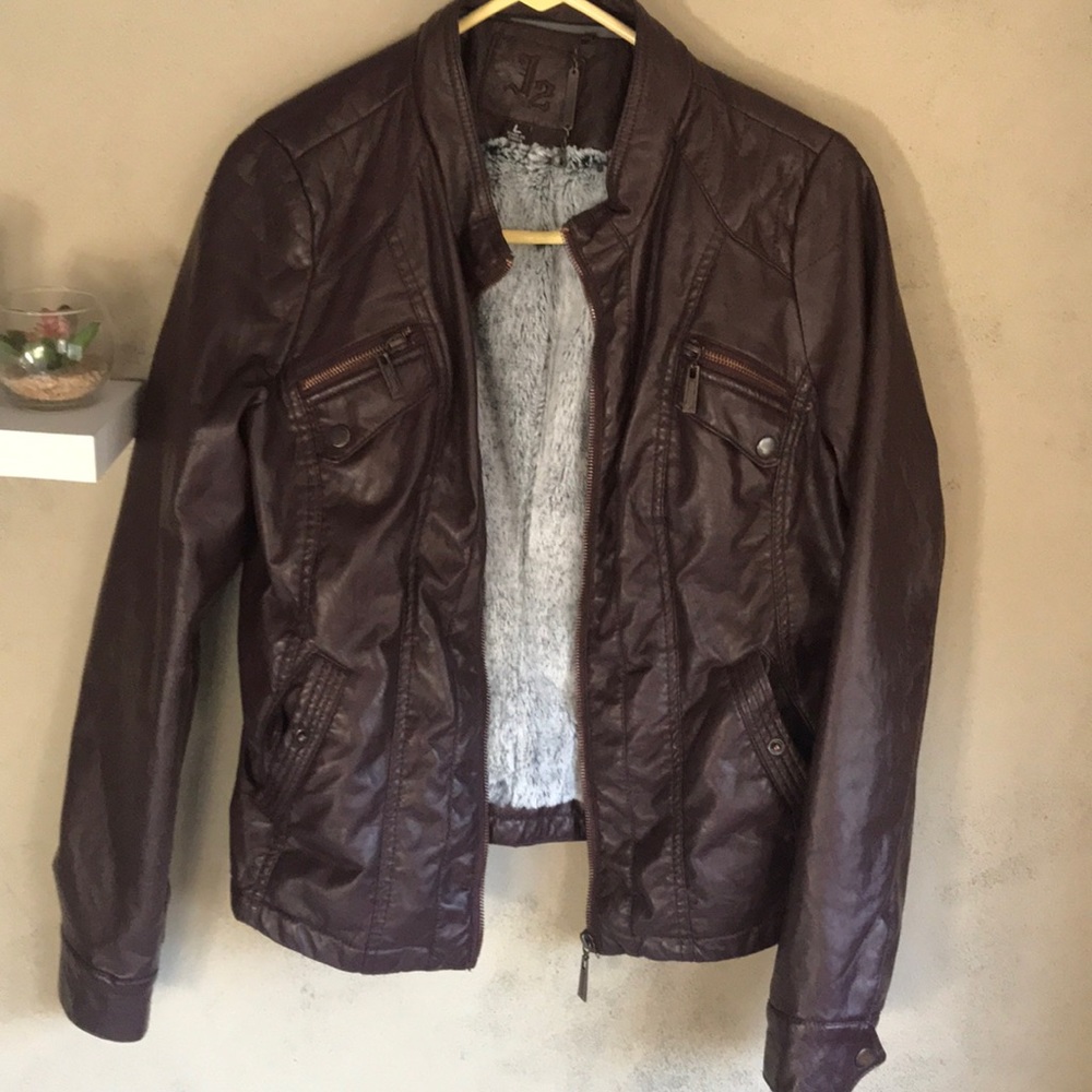 J2 faux brown leather jacket (L)